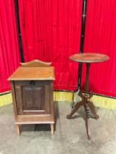 2 pcs Antique Wooden Furniture. 1x Victorian Eastlake Planter or Candlestick Table. 1x Coal Box. ...