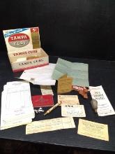 Ephemera Box-Batchelor Milling Co Receipts, License Plate Renewals with Cigar Box