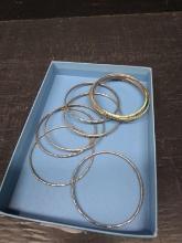 Collection Assorted Silver Tone Bangle Bracelets