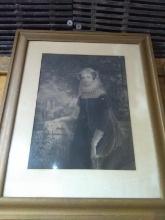 Antique Framed and Matted Engraving-Mary Queen of Scots 1853