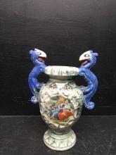 Hand painted Japan Urn with Dragon Handles