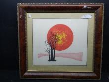 Artwork -Framed and Matted Silkscreen-Blazing Sun signed