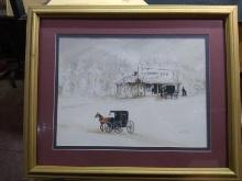 Artwork-Framed and Double Matted Print-Amish Country Store Signed