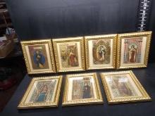Artwork-Framed Religious Icon Picture Set(7) Saints of the Church Hood  (x7)