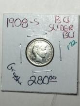 1908 S Barber Dime