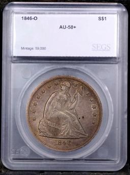 ***Auction Highlight*** 1846-o Seated Liberty Dollar $1 Graded Choice AU/BU Slider+ By SEGS.