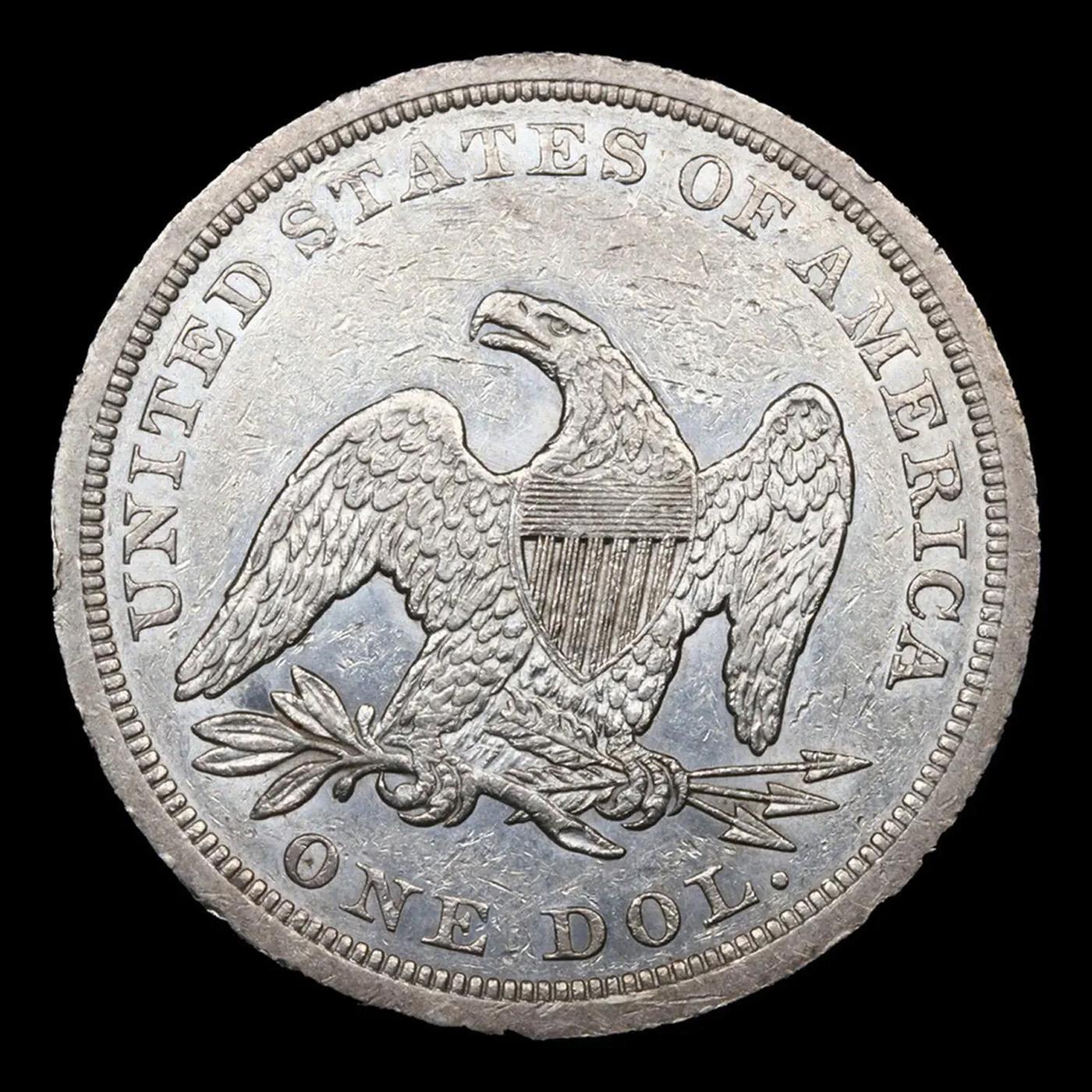 ***Auction Highlight*** 1843-p Seated Liberty Dollar 1 Graded Choice AU/BU Slider By USCG (fc)