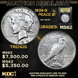 ***Auction Highlight*** 1934-s Peace Dollar 1 Graded Select Unc By USCG (fc)