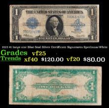 1923 Speelman/White $1 large size Blue Seal Silver Certificate Grades vf+