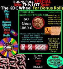 INSANITY The CRAZY Penny Wheel 1000s won so far, WIN this 1969-p BU RED roll get 1-10 FREE