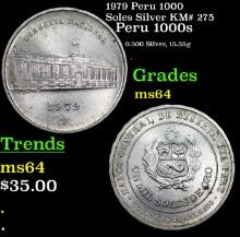1979 Peru 1000 Soles Silver KM# 275 Grades Choice Unc