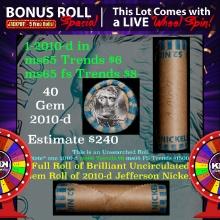 1-5 FREE BU Jefferson rolls with win of this 2010-d solid BU Jefferson 5c $2 Nickel roll & get 1-5 B