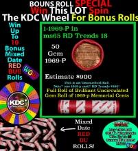 INSANITY The CRAZY Penny Wheel 1000s won so far, WIN this 1969-p BU RED roll get 1-10 FREE