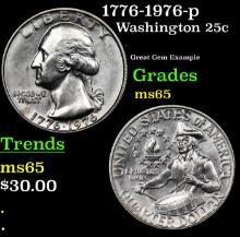 1776-1976-p Washington Quarter 25c Grades GEM Unc