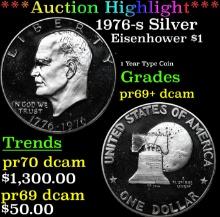 Proof ***Auction Highlight*** 1976-s Silver Eisenhower Dollar 1 Graded pr70 DCAM BY SEGS (fc)