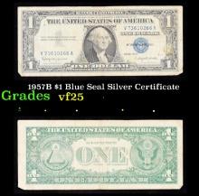 1957B $1 Blue Seal Silver Certificate Grades vf+