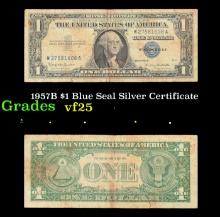 1957B $1 Blue Seal Silver Certificate Grades vf+