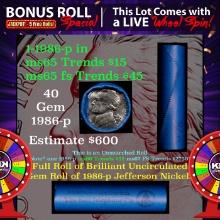 CRAZY Nickel Wheel Buy THIS 1986-p solid  BU Jefferson 5c roll & get 1-5 BU rolls FREE WOW