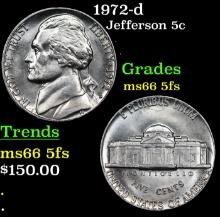 1972-d Jefferson Nickel 5c Grades GEM+ 5fs