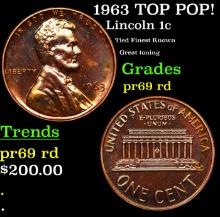 Proof 1963 Lincoln Cent TOP POP! 1c Graded pr69 rd BY SEGS