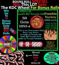 CRAZY Penny Wheel Buy THIS 1955-s solid Red BU Lincoln 1c roll & get 1-10 BU Red rolls FREE WOW