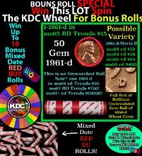 INSANITY The CRAZY Penny Wheel 1000s won so far, WIN this 1961-d BU RED roll get 1-10 FREE