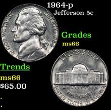 1964-p Jefferson Nickel 5c Grades GEM+ Unc