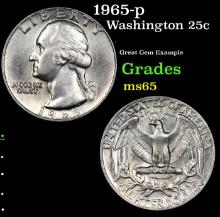 1965-p Washington Quarter 25c Grades GEM Unc