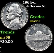 1964-d Jefferson Nickel 5c Grades GEM+ Unc