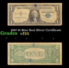 1957 $1 Blue Seal Silver Certificate Grades vf+