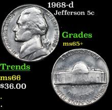 1968-d Jefferson Nickel 5c Grades GEM+ Unc