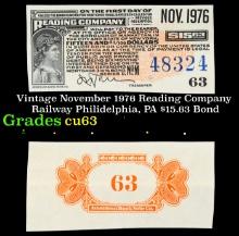 Vintage November 1976 Reading Company Railway Philidelphia, PA $15.63 Bond Grades Select CU