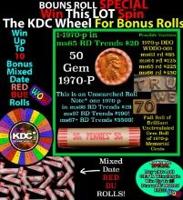 CRAZY Penny Wheel Buy THIS 1970-p solid Red BU Lincoln 1c roll & get 1-10 BU Red rolls FREE WOW