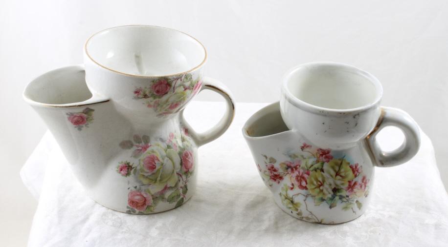 2 Antique Grimwades Scuttle Shaving Mugs Floral