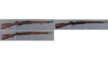 Three Finnish Mosin-Nagant Bolt Action Military Rifles