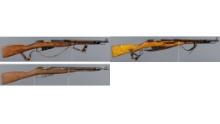 Three Mosin-Nagant Bolt Action Long Guns