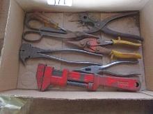 Box of Tools Including Pliers & Snips