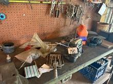 Radio, Drill Press Vise, Trouble Light, Ear Muffs, Pedestal Grinder, Etc.