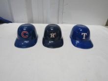 3 Miniature Baseball Helmets: Cubs, Astros And Twins