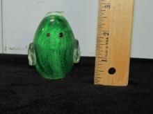 Egg Shaped Art Glass W/ Eyes, Ears And A Curly Top