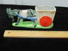 Vtg Mid Century Donkey Pulling A Cart Planter, Made In Japan