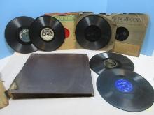 Collection Early Thick Disc Phonograph Records Edison, Shellac, Victor, Columbia 12" Etc.