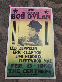 (LR) VINTAGE BOB DYLAN, LED ZEPPELIN, ERIC CLAPTON, JIMI HEN(DR)IX, FLEETWOOD MAC CONCERT POSTER.