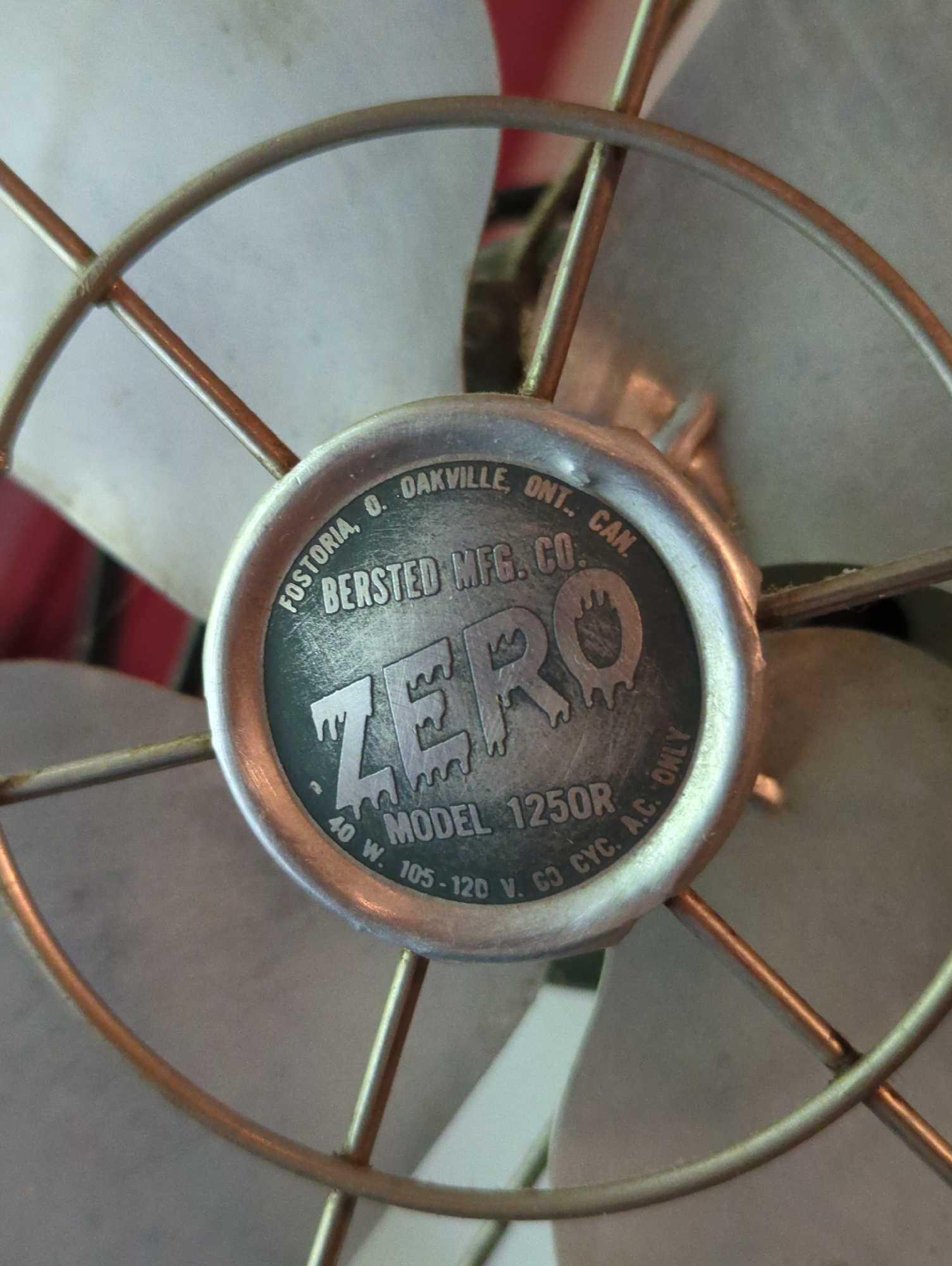 (KIT) VINTAGE BERSTED MFG CO. "ZERO" MODEL 1250R FAN, MEASURE 69 IN X 12 IN, NEED TOOLS TO REMOVE