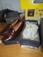 (BR1) GIORGIO BRUTINI LE GLOVE SHOES, MEN'S SIZE 10 1/2 LUGGAGE, OPEN BOX, UNIT APPEARS USED.