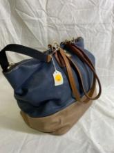 Vintage Brown and Blue Dooney and Bourke Bag. Measures 12 x 12 x 8. Soft leather.