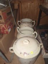 (GAR) Lot of 3 Double Handled Urns, 1 Comes with a Lid, Approximately 10.5" Tall, All 3 Appear to be