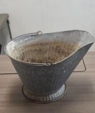 BOX OF MISCELLANEOUS: GALVANIZED SCUTTLE BUCKET