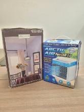 BOX OF MISCELLANEOUS: PENDANT LAMP & AIR COOLER