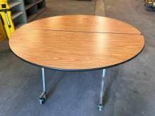 Laminate Top 60in Round Folding Portable Mobile Table, Great Lunch or Card Table, Space Saver